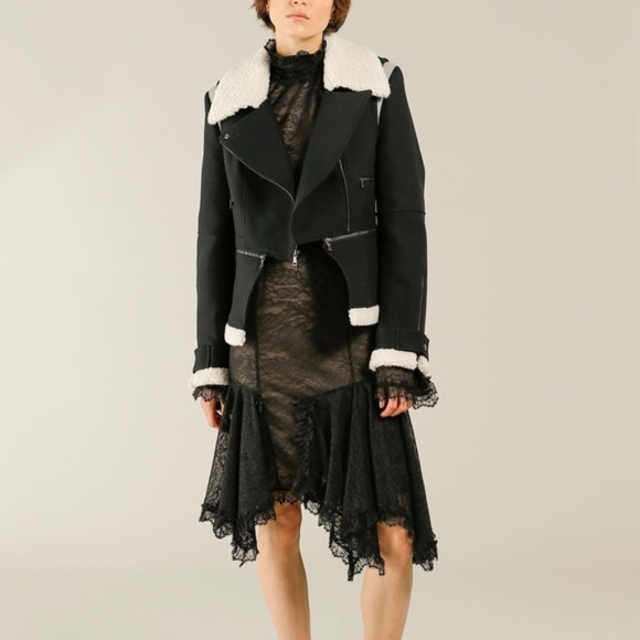 BCBGMaxazria Shearling Biker Moto Peplum Jacket - Picture 4 of 9